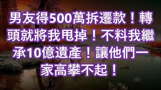 男友得500萬拆遷款！轉頭就將我甩掉！不料我繼承10億遺產！讓他們一家高攀不起！ [upl. by Ydnik]