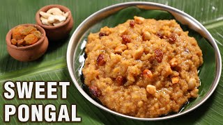 Sweet Pongal Recipe using Jaggery amp Milk  Easy Sweet Pongal in Pressure Cooker  Sakkarai Pongal [upl. by Naoh]