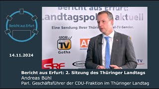 Bericht aus Erfurt 2 Sitzung des Thüringer Landtages  Andreas Bühl Parl GF der CDUFraktion [upl. by Berglund]