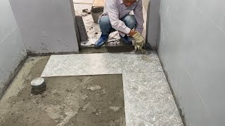 Techniques Contruction Tile Bathroom Floor With Ceramic Tile [upl. by Bethesde]