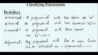 Monomials Polynomials Binomials classification degree Algebra geometry Classify degree terms [upl. by Goulden]