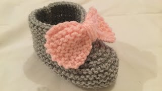 Tuto tricot petit chaussons nœud papillon pour bébé [upl. by Combs407]