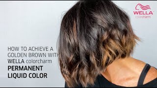 HOW TO ACHIEVE A GOLDEN BROWN WITH WELLA COLORCHARM PERMANENT LIQUID COLOR FT THE CONTOURED CHEMIST [upl. by Salguod]