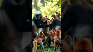 Colobus Monkeys are fighting with the crowd fox [upl. by Ynhoj]