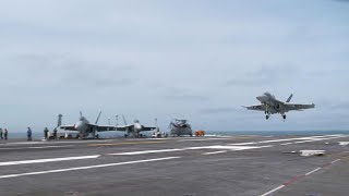 Rare look at USFrench joint training aboard USS George HW Bush [upl. by Nived]