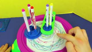 CraZArt ❤ Fun Spin Art Maker ❤ CraZSpiro Spinning Art Stencils amp Color Designs Toy Review [upl. by Branden193]