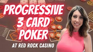 🟢 PROGRESSIVE 3 CARD POKER at Red Rock Casino Las Vegas [upl. by Ecirtaed]