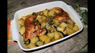 COSCE DI POLLO AL FORNO CON PATATE E PISELLI [upl. by Fasto]