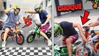 NOS ENFRENTAMOS 1VS1 A CARRERAS DE MINI MOTOS Y TERMINA EN CHOQUE se rompe todo  Yair17 [upl. by Wong45]