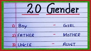 20 Gender Names in English  Male and Female  Masculine and Feminine gender [upl. by Anitsyrhk]