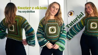 Sweter z okiem  sweter z resztek  tutorial 👁️ [upl. by Analah]