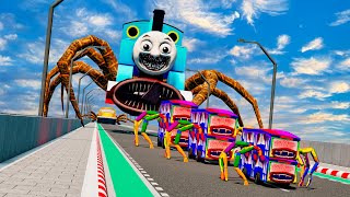 DOUBLE RAINBOW BUS EATER Jump Test with THOMAS CAR EATER  BeamNGDrive [upl. by Musetta]