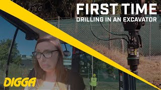 FIRST TIME Drilling In An Excavator  Digga Australia [upl. by Oalsinatse524]