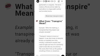 What Does quotTranspirequot Mean [upl. by Ybbob]