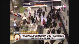 Polémica por medida que restringe bultos en el Metro [upl. by Oralle456]