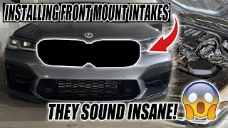 INSTALLING FRONT MOUNT INTAKES ON MY F90 M5 THEY SOUND UNREAL [upl. by Ahsilak900]