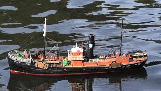 Nicely built RC Caldercraft Side Trawler has a run on the pond [upl. by Phipps]