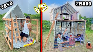 Overnight Survival Challenge  Low budget Aluminium foil House Challenge  850 Vs 15000 🏠 Challenge [upl. by Adnauqaj]