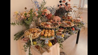 Floral Mezze Buffet Charcuterie Cone Wall amp XXL Candy Bar for 200 ppl [upl. by Gavra350]