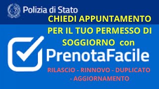 NUOVO MODO PER PRENOTARE APPUNTAMENTO RILASCIO RINNOVO AGGIORNAMENTO DEL PERMESSO DI SOGGIORNO [upl. by Eirrehc]