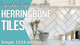 How to lay Herringbone Tiles Pattern using White Subway Tiles  Chevron Wall Tile Kitchen Backsplash [upl. by Aigroeg]