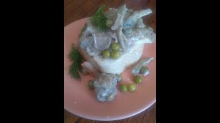 Russian food liver with peas  Пикантная куриная печень три в одном [upl. by Aerehs164]