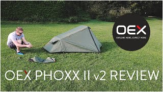 Review OEX Phoxx II v2  2 man backpacking tent [upl. by Aramen892]