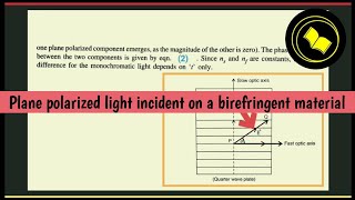 Plane polarized light incident on a birefringent material [upl. by Ailalue496]