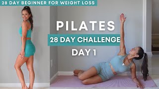 Beginner Pilates for Weight Loss amp Strength 28 Day Challenge Day 1 [upl. by Lasonde]