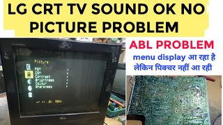 lg crt tv sound ok but no picture  lg crt tv abl problemNO picture graphics only MENU logo [upl. by Jone425]