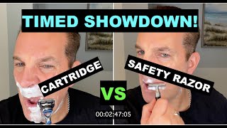 Whats Faster Cartridge or Safety Razor Shave SHOWDOWN [upl. by Kenon]