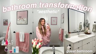 ORGANIZE MY BATHROOMS WITH ME 🛁 aesthetic bathroom makeover cleaning organizing amp decorating [upl. by Nylessej]