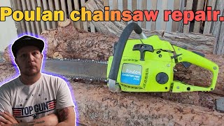 repairing a very old Poulan chainsaw Over 20 years old [upl. by Breech487]