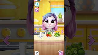 Angela eats 🥯🥖🫓🧇 talkingtom tom rek funny tolkingtom shortsvideo shortvideo like cat [upl. by Asirahc]