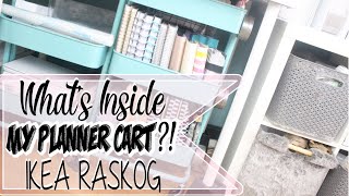 WHATS INSIDE MY PLANNER CART Planner Supplies Organization  IKEA RASKOG [upl. by Burr]