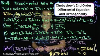 Chebyshevs Differential Equation and Orthogonality of Chebyshev Polynomials [upl. by Arikahc]