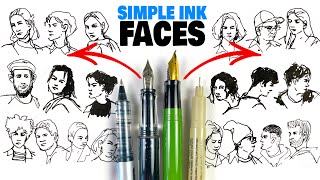 BEST PEN for sketching simple FACES IN ONLY 4 LINES [upl. by Adnuahsor]