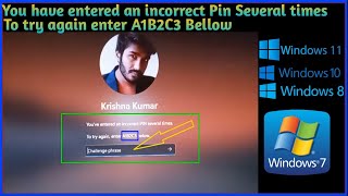 You have entered an incorrect PIN several times To try again enter A1B2C3 bellow Windows 111087 [upl. by Meda]