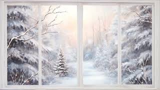 Animated  Snowy Window Scene  Snowing Background  Christmas Window Scene  Snow Falling Window [upl. by Salazar]