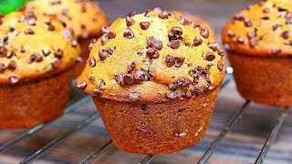 Soft Fluffy Bakery Style Chocolate Chip Muffins Recipe [upl. by Naamana509]