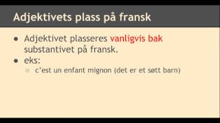 Adjektivets plassering på fransk [upl. by Aili]