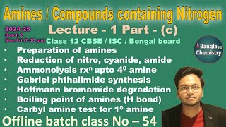 AminesOrganic compounds containing NBatch2 L1cClass 12preparation Gabriel Hoffman carbyl [upl. by Roslyn]