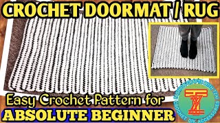 CROCHET DOORMAT  RUG  EASY PATTERN FOR ABSOLUTE BEGINNER  CROCHET PATTERN [upl. by Meier]