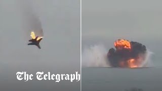 Russian jet crashes into the Crimean port of Sevastopol [upl. by Dorren246]