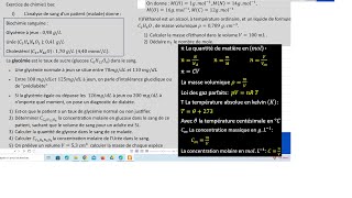 exercice de chimie 1bac sx sm quantité de matière et concentration molaire et concentration massique [upl. by Glaudia]