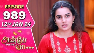 Anbe Vaa Serial  Episode 989  12th Jan 2024  Virat  Shree Gopika  Saregama TV Shows Tamil [upl. by Htaras]