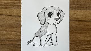 How to draw a cute dog step by step  Easy drawing for beginners  Pencil sketch for beginners [upl. by Annatnas]