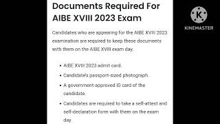 AIBE XVIII 2023 on Dec10  List of Documents Required to carry on Exam day Check for AIBE 18 2023 [upl. by Woolley]