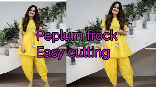 Peplum frock suit cutting सबसे आसान कटिंग peplum frock ki cutting [upl. by Arahsat]