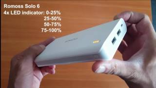 Acumulator extern Romoss Solo 6 16000 mAh unboxing [upl. by Nylyahs]